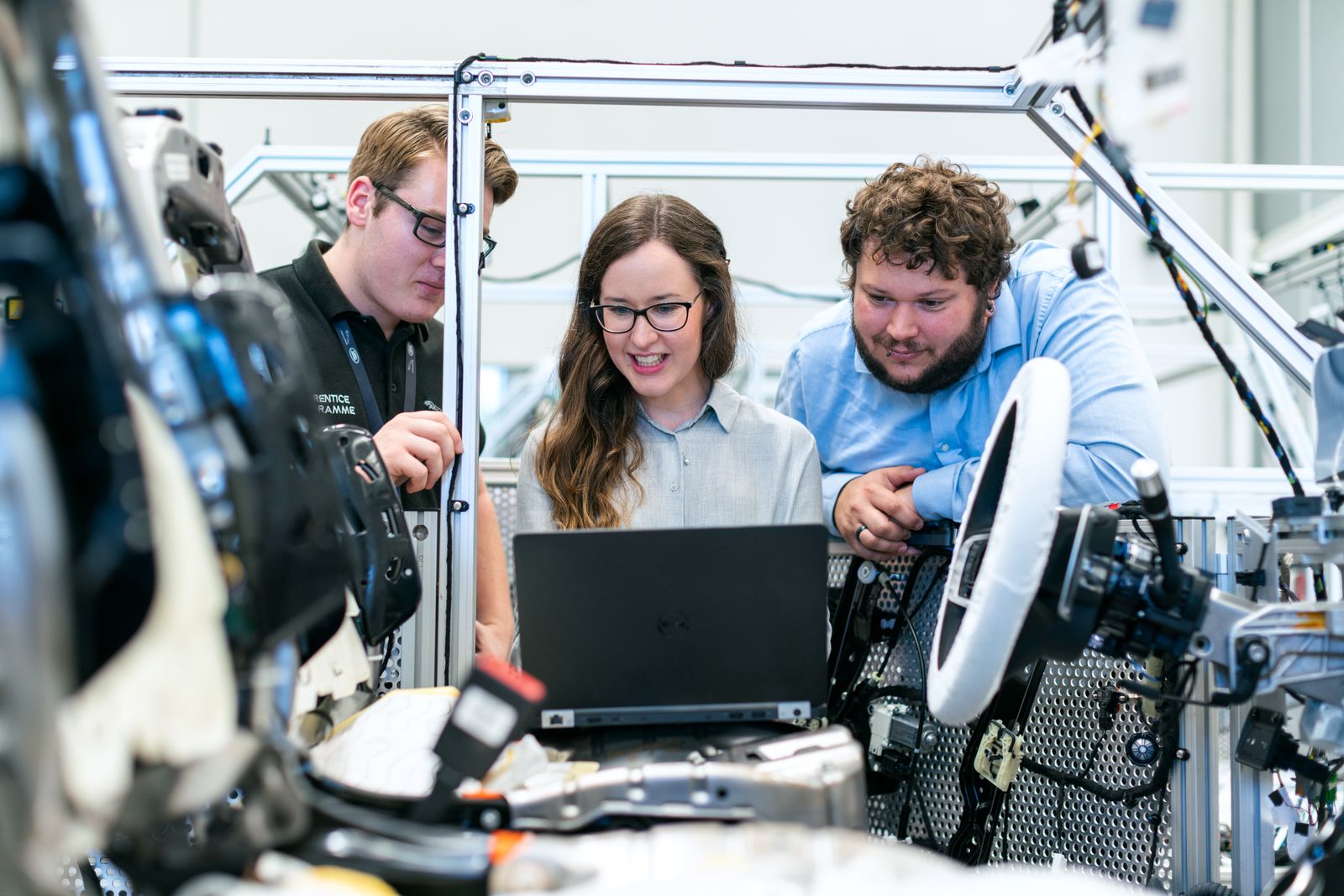A small team of engineers working together